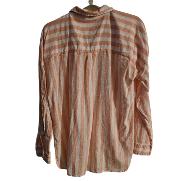 Dash. Women's Pink and White Striped Tie Front Shirt. Size XL. Cotton. - Picture 3 of 5